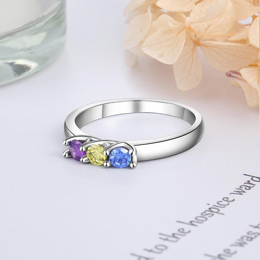 Customized Sterling Silver Birthstone Rings for Women Fashion Wedding Ring Personalized Gift Jewelry Customized Rings