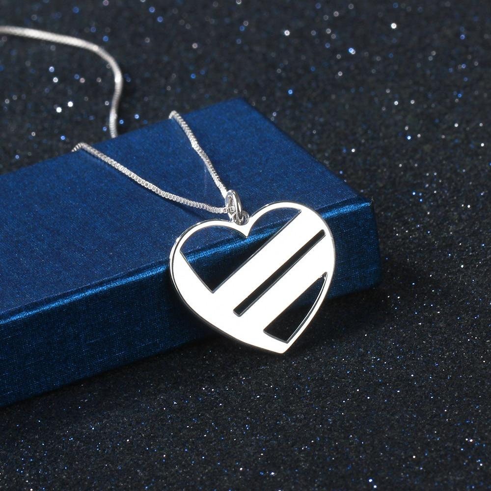 Personalized 2 Name Heart Pendant Necklace Sterling Silver Necklaces & Pendants Gifts for Her Customized Necklaces