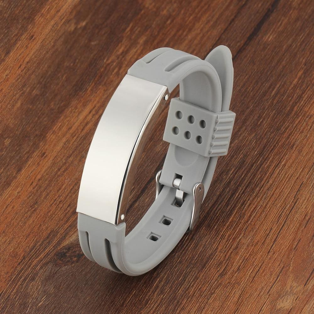 Personalized Custom Name Engrave Bracelet for Women Silicone ID Bracelets Stainless Steel Men Jewelry Customized Bracelets