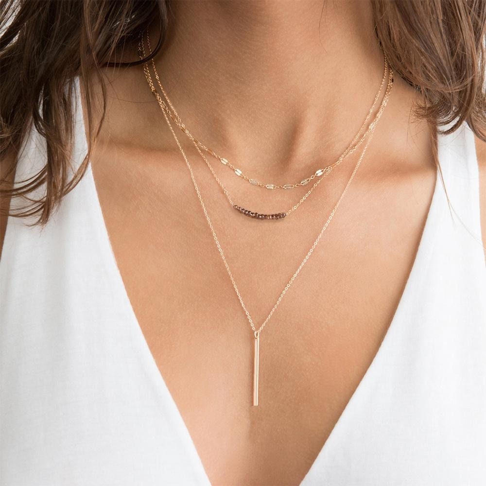 Crystal Layered Chains, Necklace Set, Necklace for Women, Fine Necklace, Trendy Jewelry, Gold Necklace, Silver Necklace, Fashion Jewelry,