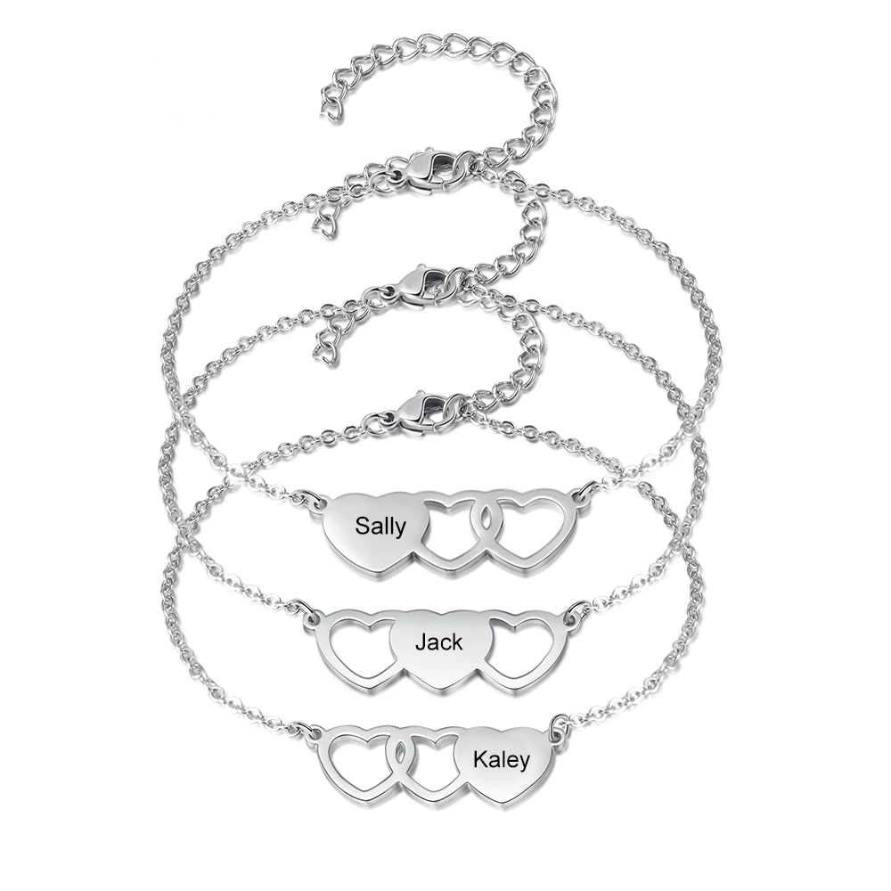 Personalized Name BFF Bracelets for Women Customized Engraved Heart Friendship Bracelets Birthday Gifts for Sister Customized Bracelets