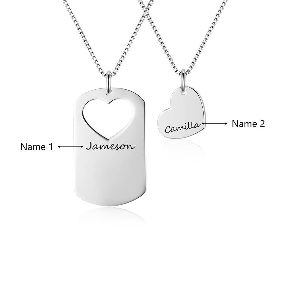 Personalized Name Couple Necklace 2 Pcs/Set Customized Engraving Friendship BFF Necklaces & Pendants Customized Necklaces