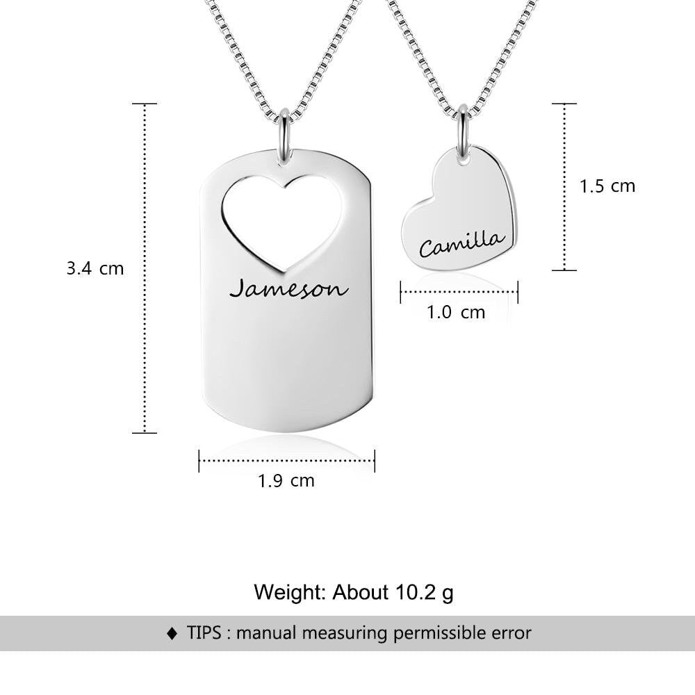 Personalized Name Couple Necklace 2 Pcs/Set Customized Engraving Friendship BFF Necklaces & Pendants Customized Necklaces