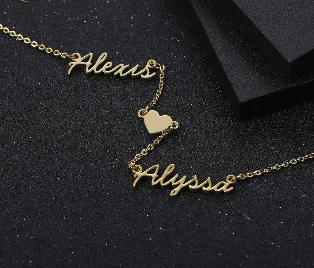Fashion Custom Name Heart Symbol Necklace Stainless Steel Pendants Statement Personalized Choker For Women Gift Gold Jewelry Customized