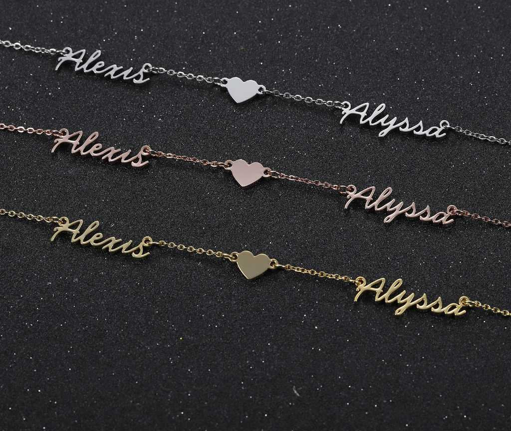 Fashion Custom Name Heart Symbol Necklace Stainless Steel Pendants Statement Personalized Choker For Women Gift Gold Jewelry Customized