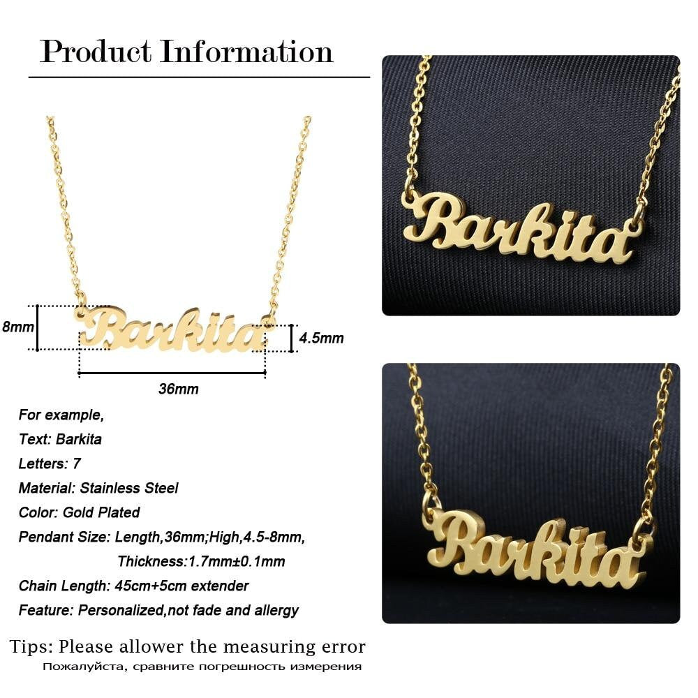 Customized Name Necklaces Gold Stainless Steel Personalized Custom Necklaces Custom Name Necklace Personalized Name Pendants Customized