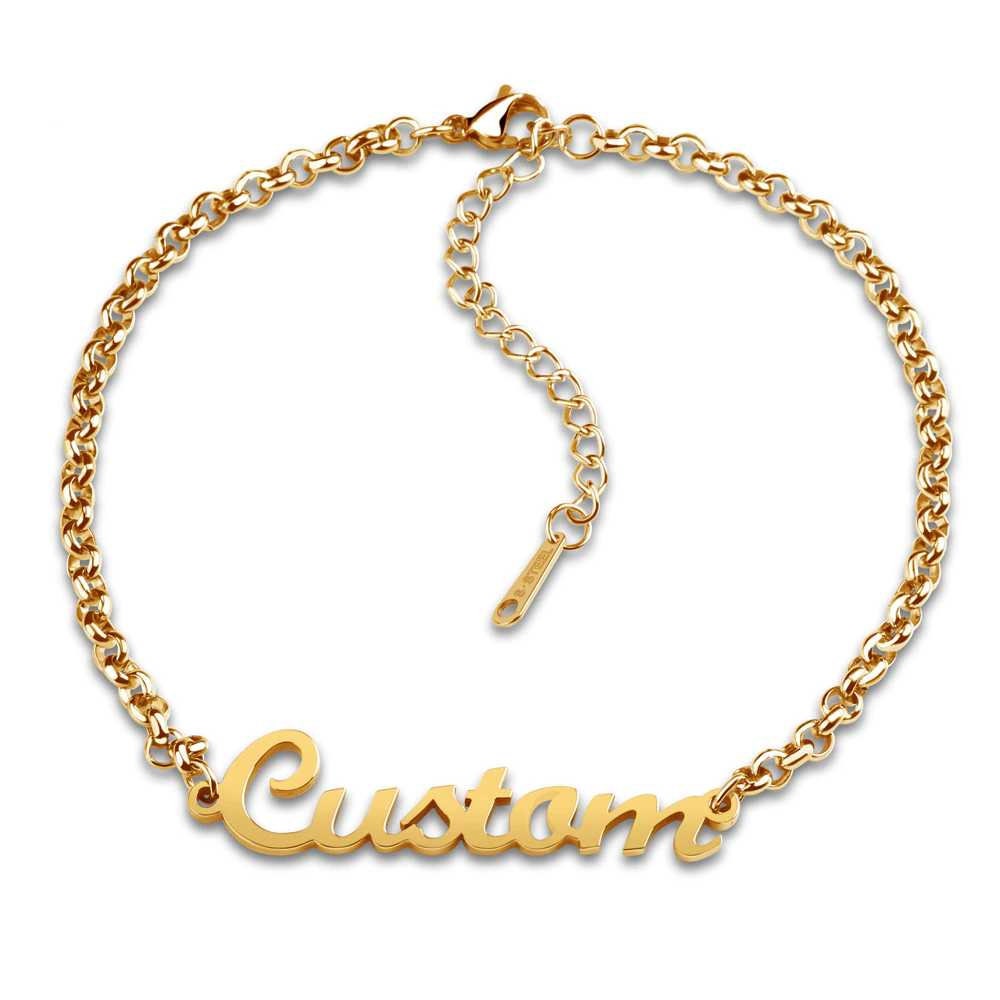 Personalized Name Bracelet 18K gold plated Stainless Steel Bracelet Customized Nameplate Name Bracelets For Couple Charm Jewelry Customized