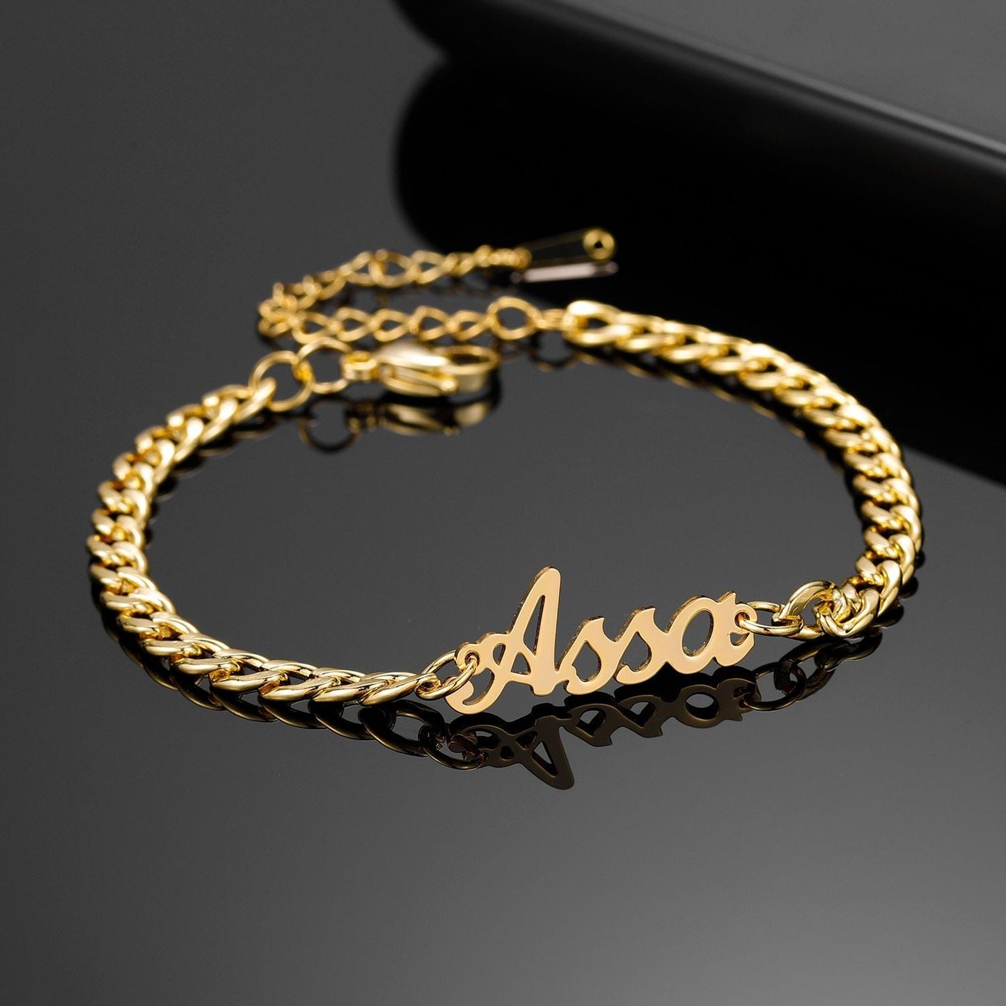 Personalized Name Bracelet 18K gold plated Stainless Steel Curb Chain Custom Bracelet Bangle Handmade Men Jewelry For Women Gift Customized