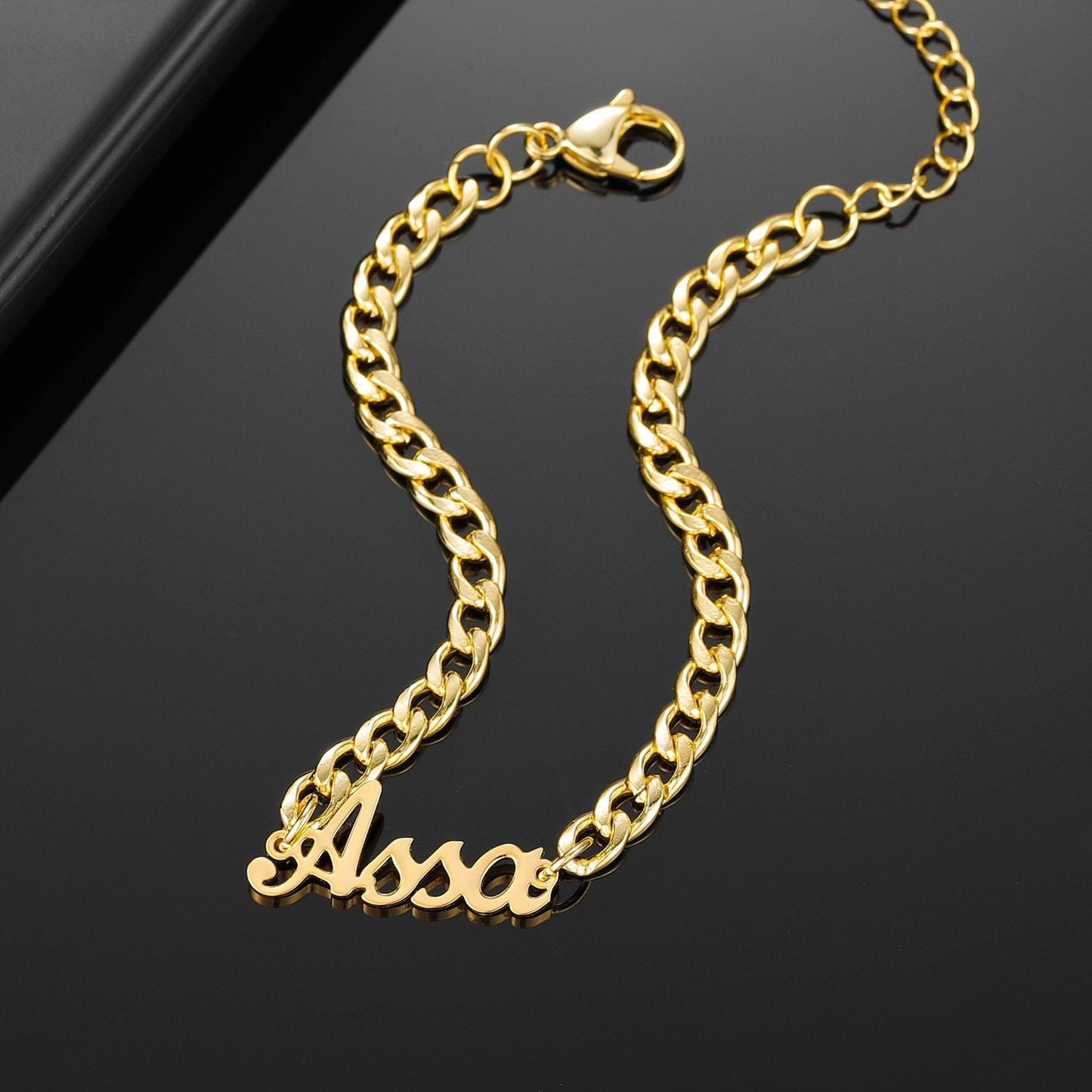 Personalized Name Bracelet 18K gold plated Stainless Steel Curb Chain Custom Bracelet Bangle Handmade Men Jewelry For Women Gift Customized