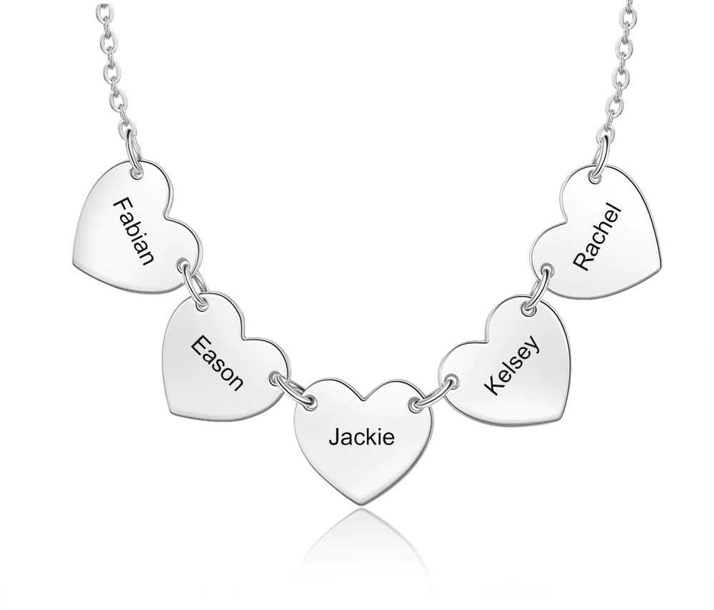 Personalized Necklaces Fashion Stainless Steel Jewelry Multi Charm Heart Pendant Necklace Custom Name Simple Gift for Girlfriend Customized