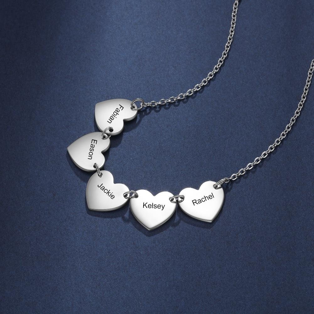 Personalized Necklaces Fashion Stainless Steel Jewelry Multi Charm Heart Pendant Necklace Custom Name Simple Gift for Girlfriend Customized