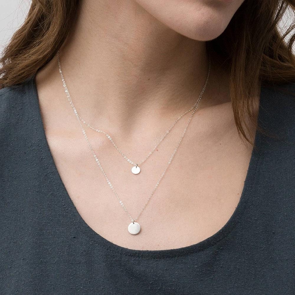 Double Layered, Necklace Pendant, Necklace for Women, Gold Plated, Cuban Link, Chain Coin, Charm, Necklace Set, Minimalist Jewelry, Trendy