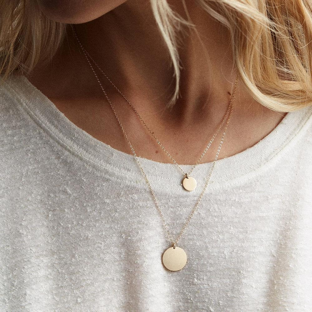 Double Layered, Layered Necklace, Disc Pendant, Necklace for Women, Gold Necklace, Silver Necklace, Cuban Link Chain, Fashion Necklace,