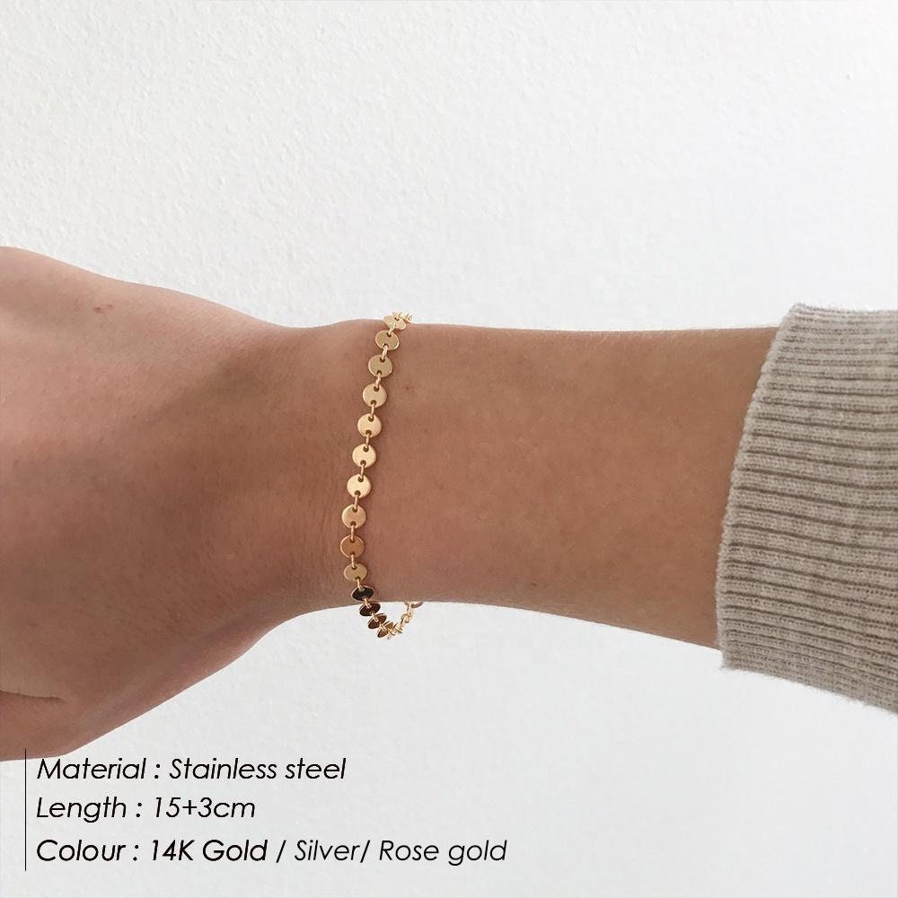 Glittering Chain, Gold Necklace, Adjustable Bracelet, Bangles for Women, Sequin Chain, Dainty Bracelet, Trendy Jewelry, Jewelry for Woman,