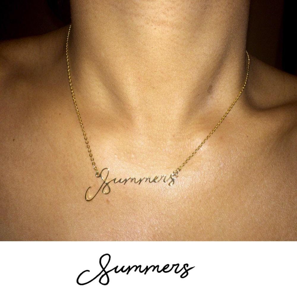 Customized Signature Name Necklace Gold Color Stainless Steel Necklaces Personalized Handwriting Nameplate Pendant Choker Women Customized