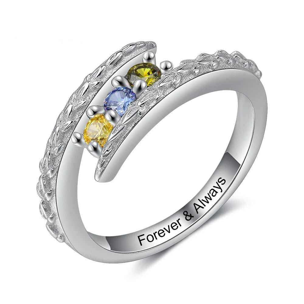 Personalized Engraving Mothers Rings Customized 3-5 Round Birthstone Rings for Women Birthday Gift for Mom Customized Rings