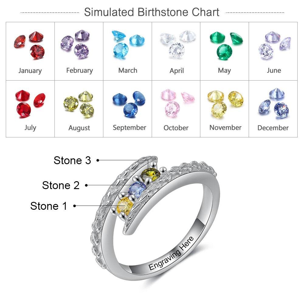 Personalized Engraving Mothers Rings Customized 3-5 Round Birthstone Rings for Women Birthday Gift for Mom Customized Rings