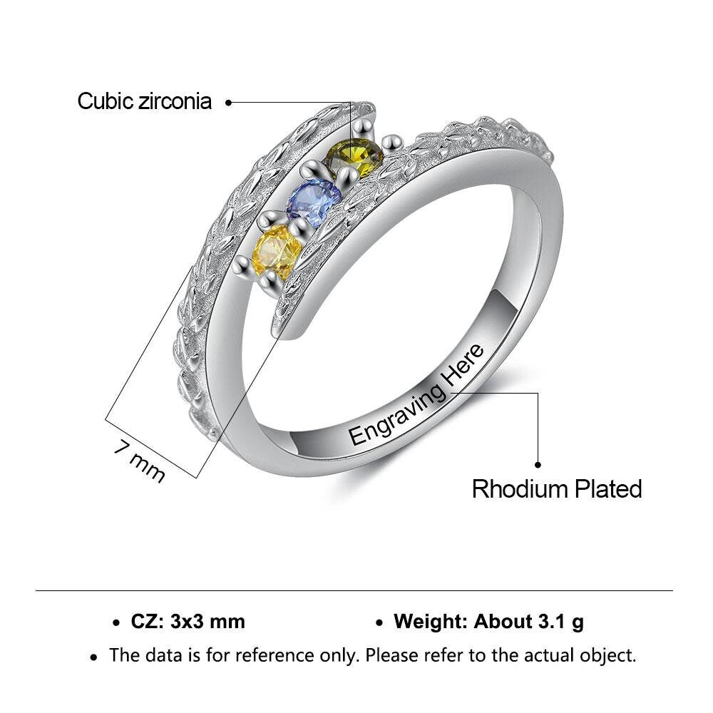 Personalized Engraving Mothers Rings Customized 3-5 Round Birthstone Rings for Women Birthday Gift for Mom Customized Rings