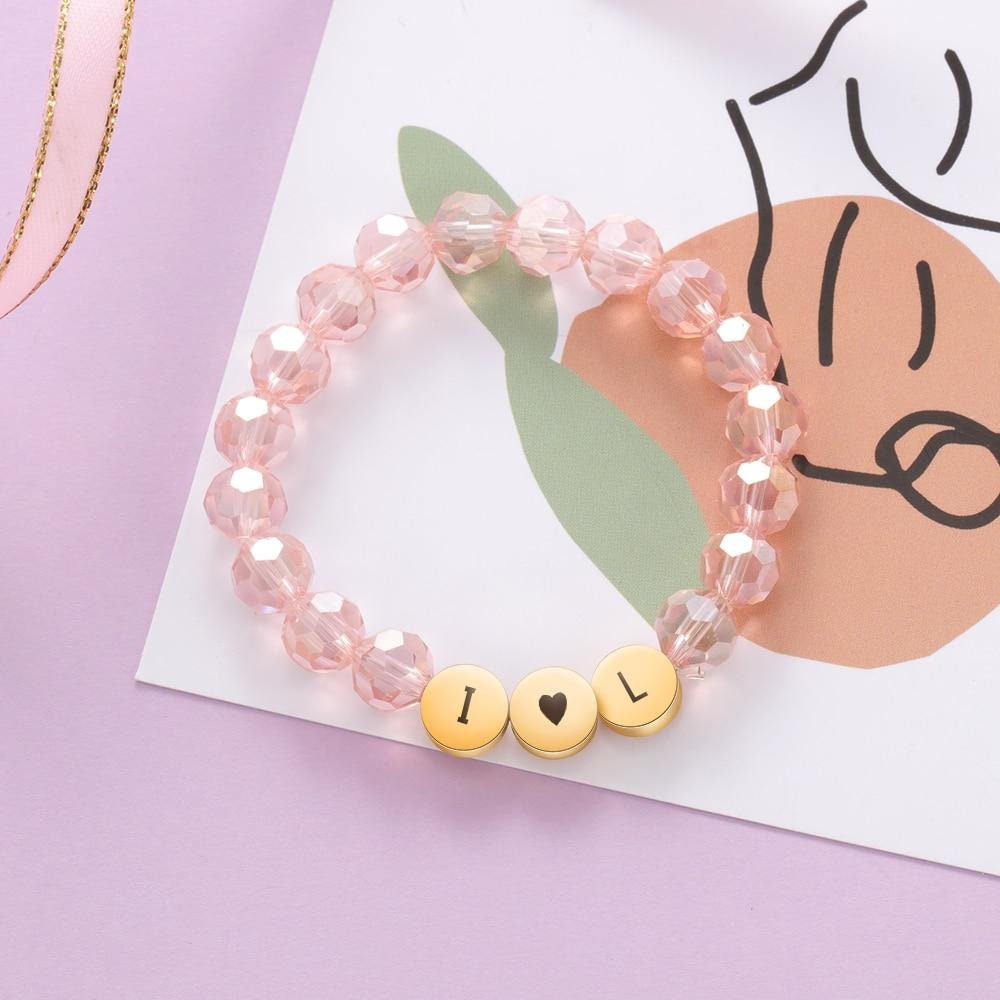 Personalized Engraved Initial Bracelets for Girls Customized Letter & Name Children Bracelet Christmas Gifts for Kids Customized Bracelets