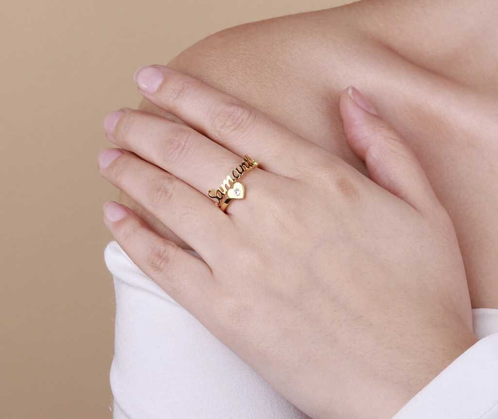 Personalized Name Rings Gold Heart Spiral Ring For Women High Quality Stainless Steel Men Jewelry Not Fade For Women Customized Rings