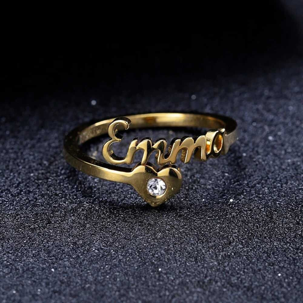Personalized Name Rings Gold Heart Spiral Ring For Women High Quality Stainless Steel Men Jewelry Not Fade For Women Customized Rings