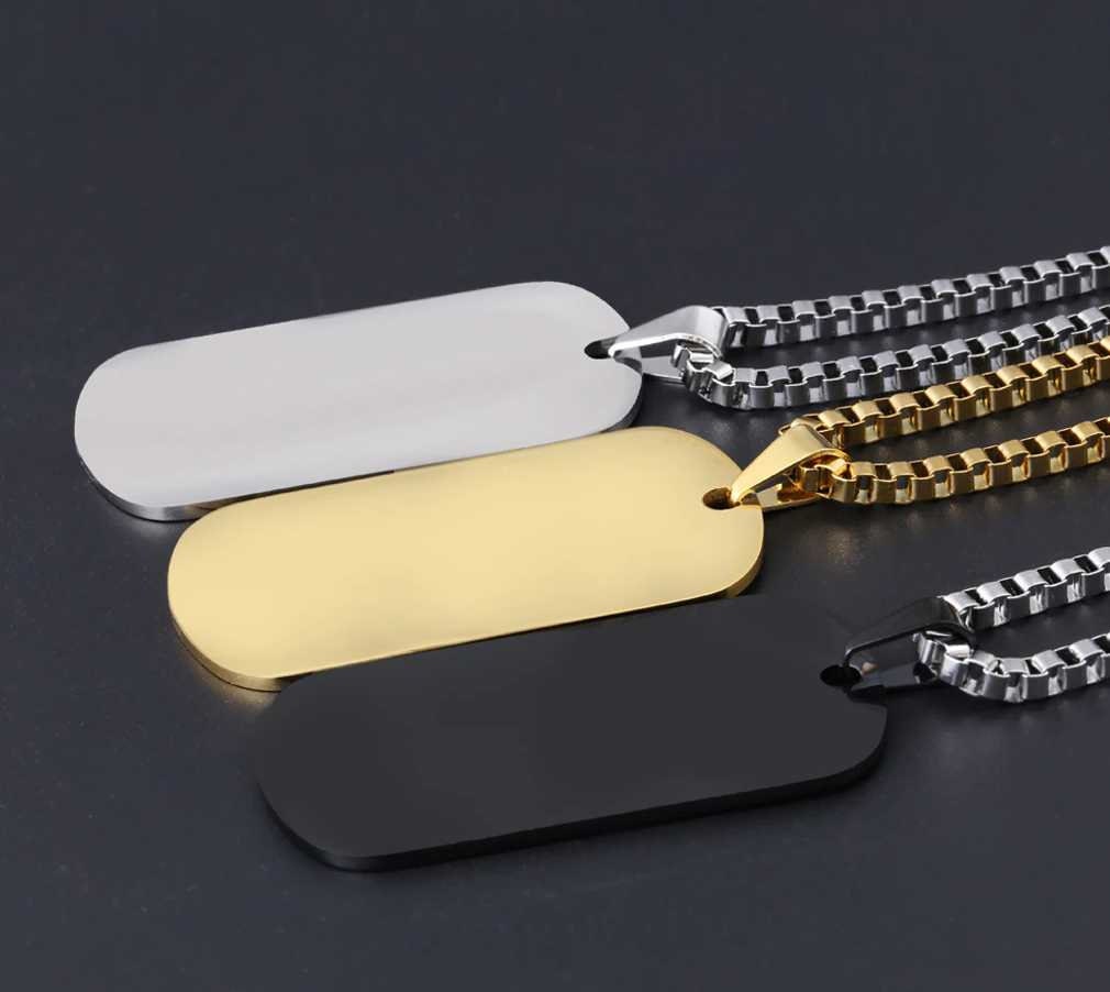 Stainless Steel Custom Engraved Necklace Army Tag Pendants Double Side DIY Personalized ID Memorial Photo Jewelry Custom Name Customized
