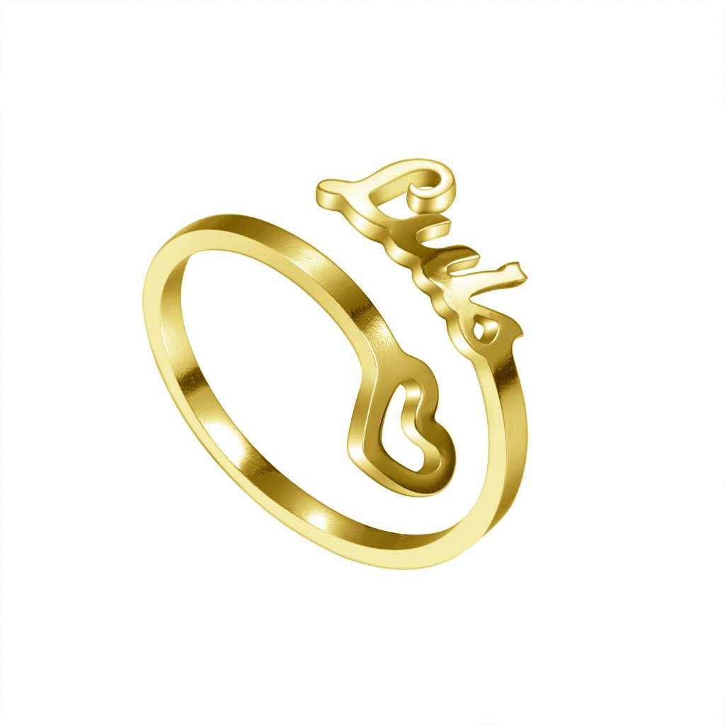 Personalized Empty Heart Name Ring Customized Unique Ring For Girlfriend Wife Mom Gifts Statement Jewelry Adjustable Customized Rings
