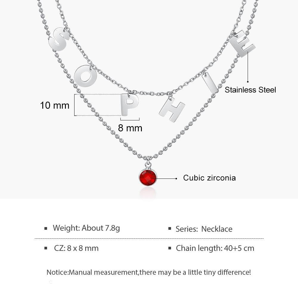 Personalized Initial Letter Necklace with Birthstone Custom Name Double Layered Necklace Fashion Women Choker Jewelry Customized Necklaces