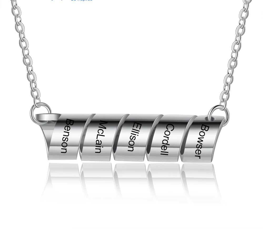 Personalized Engraving 5 Names Necklaces Stainless Steel Chain Necklaces for Men Gifts for Boyfriend Customized Necklaces