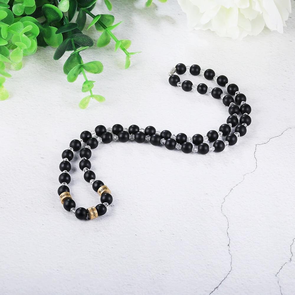 Customized Engraving Name Beads Chain Necklace Personalized Mothers Necklaces Handmade Jewelry Gifts for Women Customized Necklaces