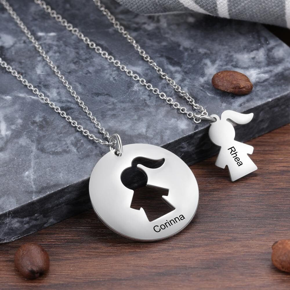 Personalized Necklaces Fashion Stainless Steel Jewelry Engraved Name Link Chain Charm Girl Pendant Cute Gifts for Women Customized Necklaces