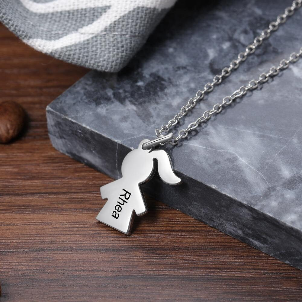 Personalized Necklaces Fashion Stainless Steel Jewelry Engraved Name Link Chain Charm Girl Pendant Cute Gifts for Women Customized Necklaces