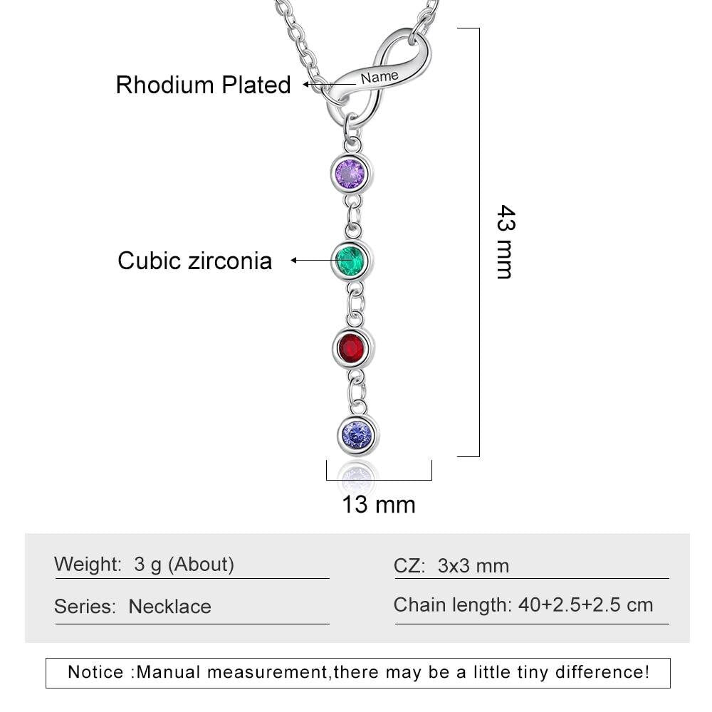 Personalized Infinity Necklaces Pendants Anniversary Pendant Engrave Name Customize Birthstones Jewelry Gifts for Women Customized Necklaces