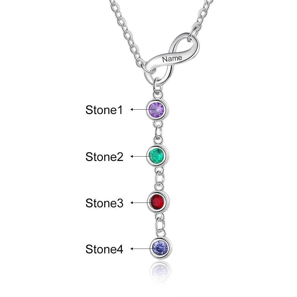 Personalized Infinity Necklaces Pendants Anniversary Pendant Engrave Name Customize Birthstones Jewelry Gifts for Women Customized Necklaces
