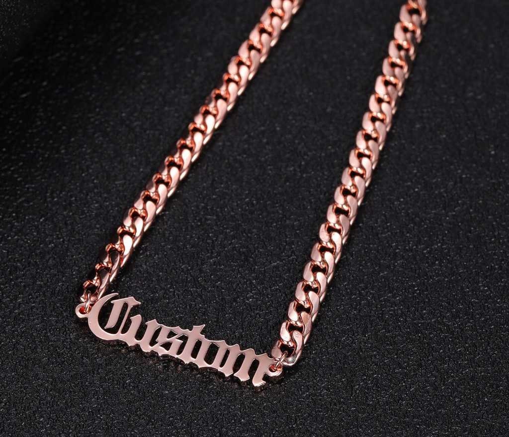 Personalized Name Bracelet Stainless Steel Curb Chain Custom Old English Bracelet Bangle Handmade Men Jewelry For Women Gifts Customized