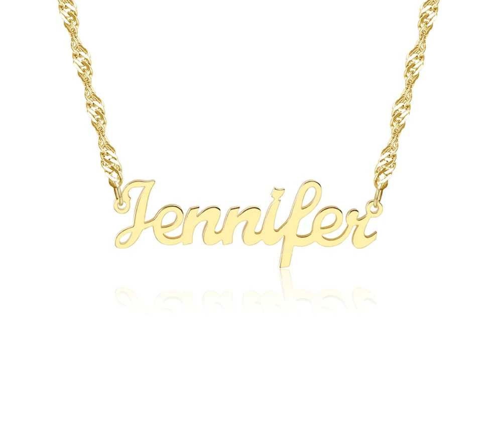Personalized Necklace Name Necklace Custom Wave Chain Plate Necklace Jewelry Alloy Necklace Jewelry For Women Gifts Customized Necklaces