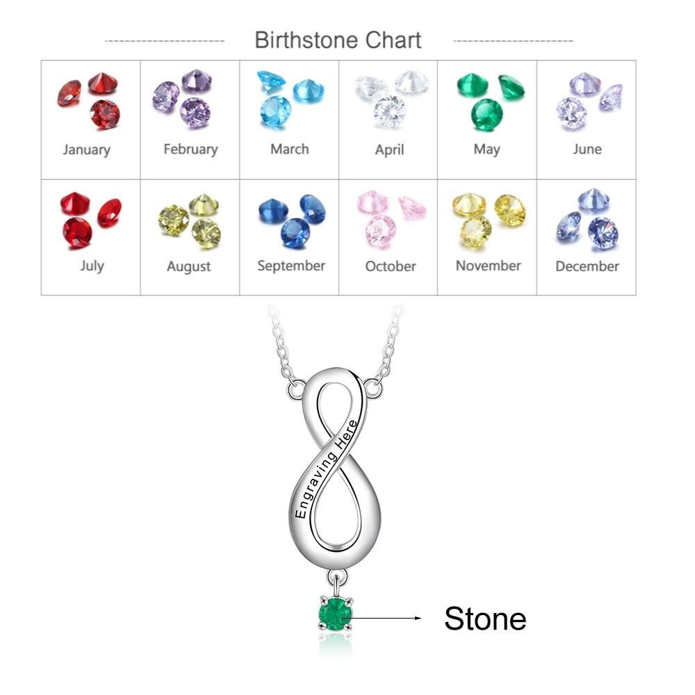 Personalized Engraved Infinity Love Necklace for Women Customized Birthstone Pendant Jewelry Unique Gift for Her Customized Necklaces
