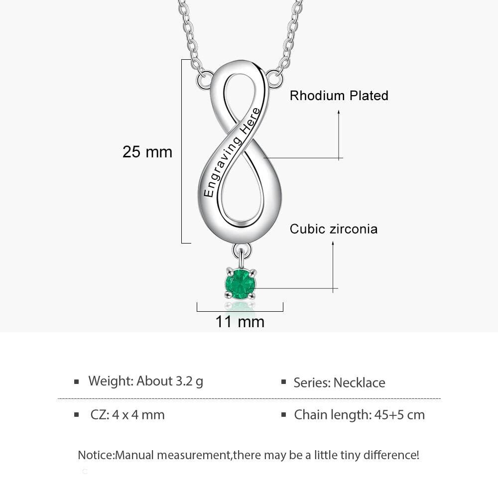 Personalized Engraved Infinity Love Necklace for Women Customized Birthstone Pendant Jewelry Unique Gift for Her Customized Necklaces