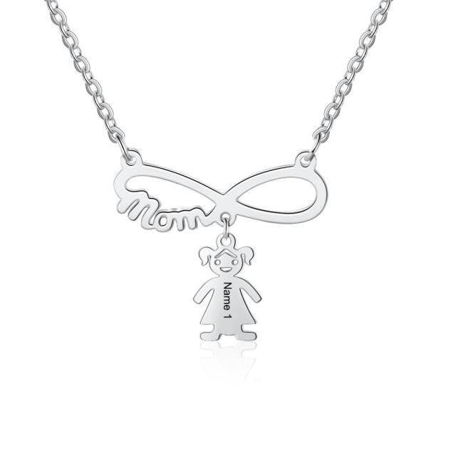 Personalized Infinity Necklaces Charm Stainless Steel Pendant Mom Gift Engraved Names Memory Family Jewelry for Women Customized Necklaces
