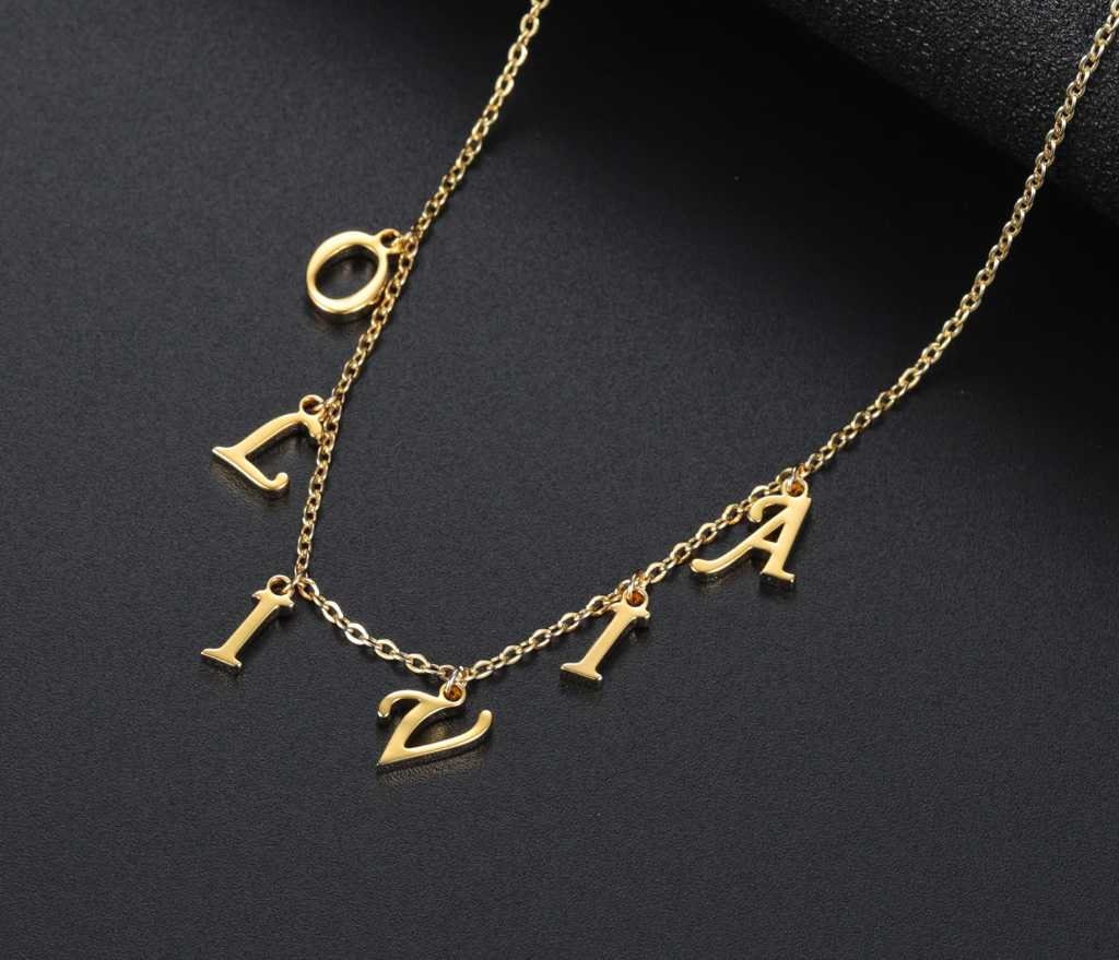 Personalized Initial A-Z Letter Name Necklace For Women Custom Stainless Steel Alphabet Pendant Choker Best Friend Jewelry Gifts Customized