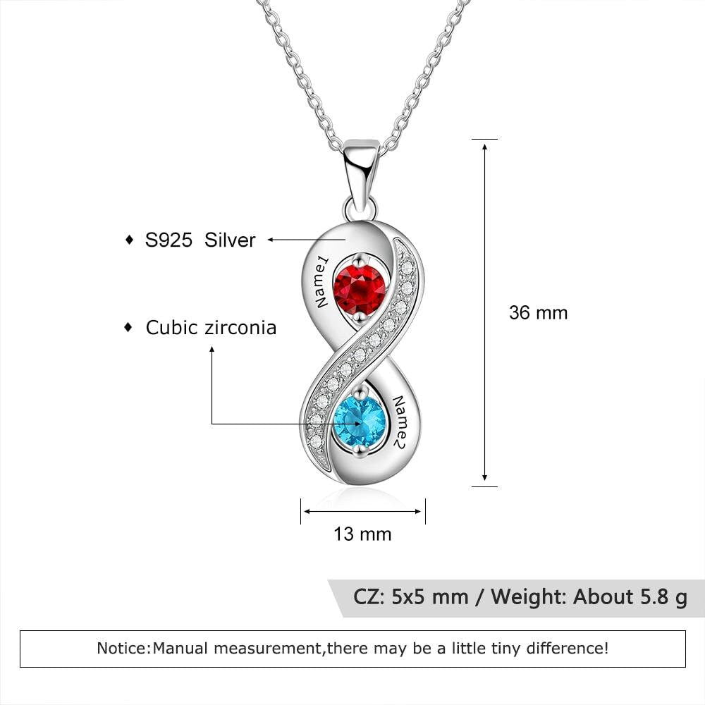 Personalized Sterling Silver Infinity Necklaces & Pendants Custom 2 Names Engraved Necklace Promise Gift Necklaces