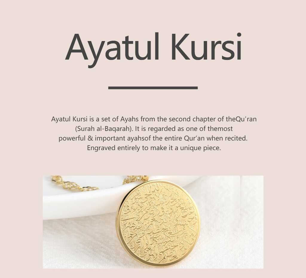 AYATUL KURSI NECKLACE For Women Islamic Calligraphy Arabic Gold Muslim Religion Jewelry Spirit Prayer Allah Pendants Necklaces Customized