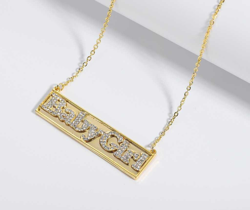 Personalized Name Necklace Pendants Bling Jewelry Iced Out Initial Custom Bling Choker Fashion 3D Effect Best Gifts for Women Customized