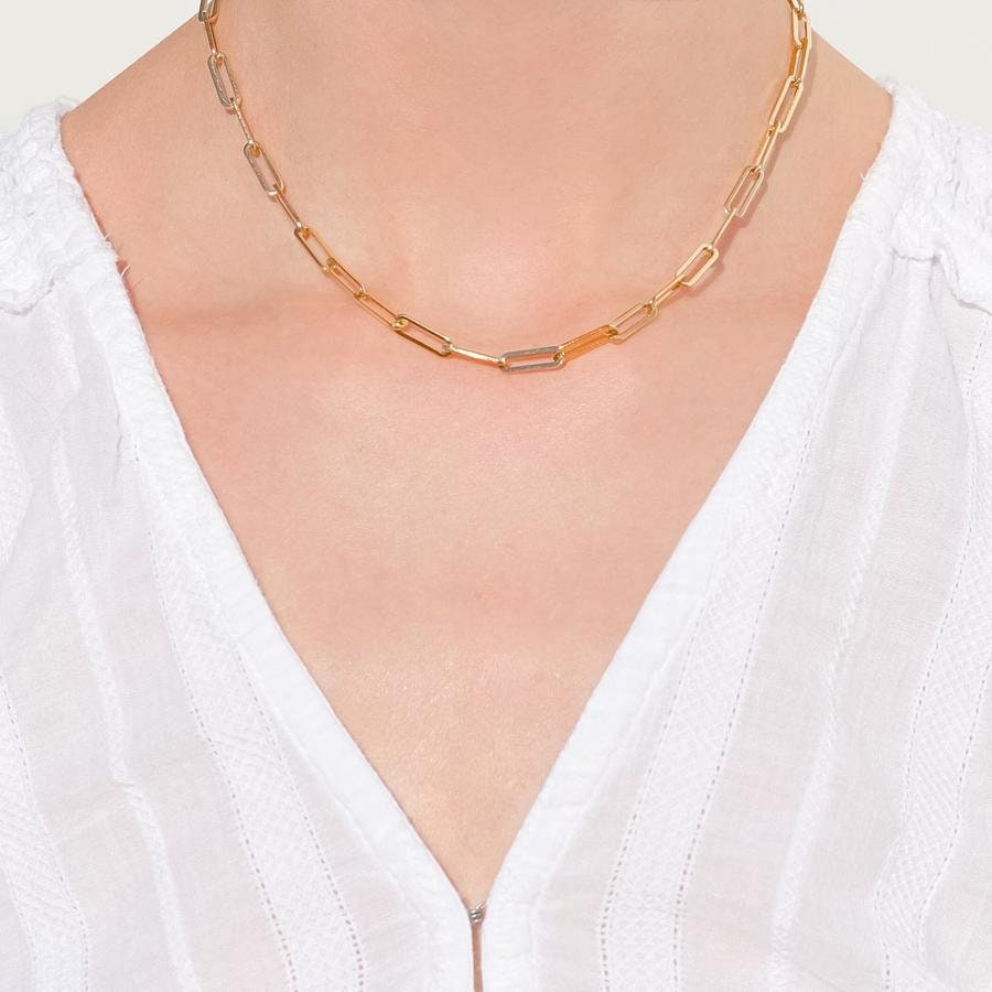 Gold Paper Clip, Link Chain, Link Necklace, Silver Paper Clip, Simple Chain, Gold Necklace, Silver Necklace, Cuban Style, Chain Choker,