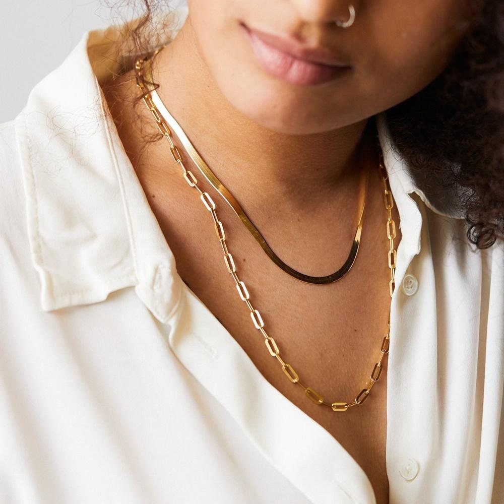 Gold Paper Clip, Link Chain, Link Necklace, Silver Paper Clip, Simple Chain, Gold Necklace, Silver Necklace, Cuban Style, Chain Choker,