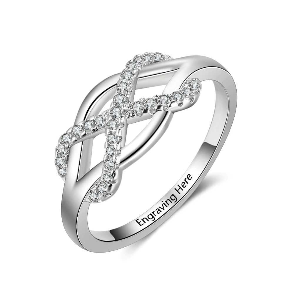 Infinity Love CZ Personalized Gift Engraved Name Sterling Silver Rings For Women Anniversary Jewelry Customized Rings