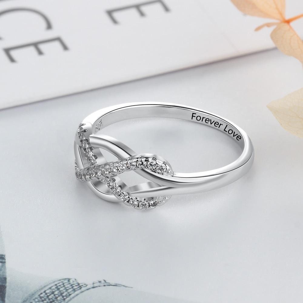 Infinity Love CZ Personalized Gift Engraved Name Sterling Silver Rings For Women Anniversary Jewelry Customized Rings