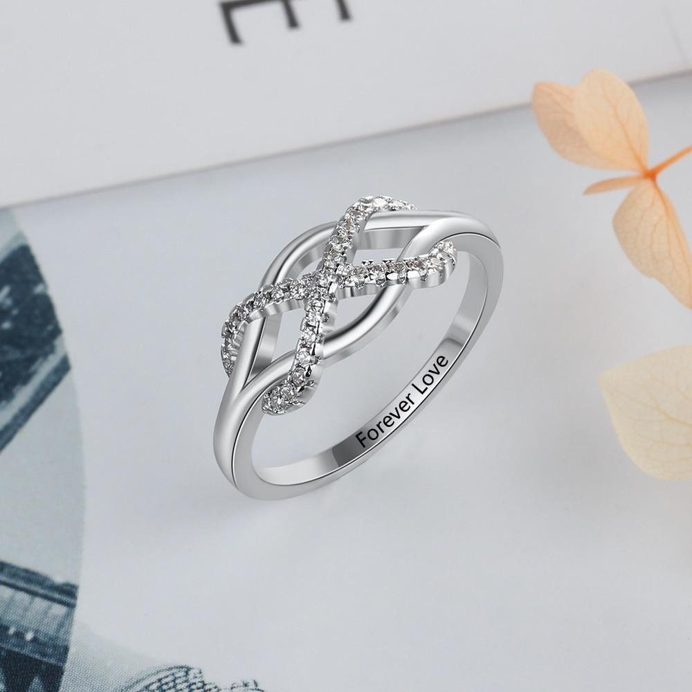 Infinity Love CZ Personalized Gift Engraved Name Sterling Silver Rings For Women Anniversary Jewelry Customized Rings