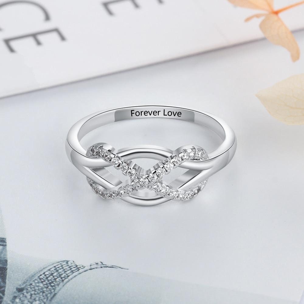 Infinity Love CZ Personalized Gift Engraved Name Sterling Silver Rings For Women Anniversary Jewelry Customized Rings