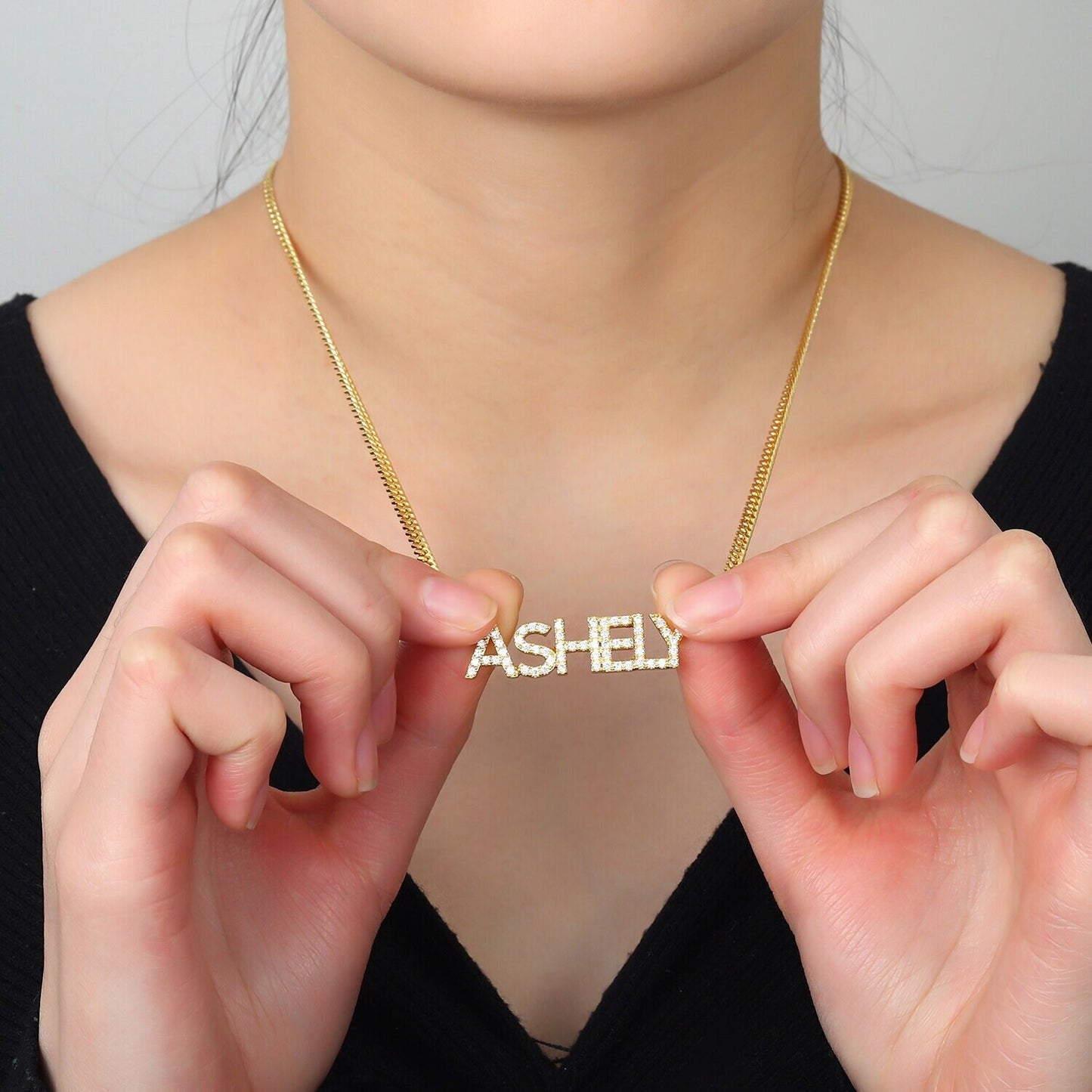 Personalized 9mm Crystal Name Necklace Initial Letters Necklace Zirconia Name Necklace Custom Crystal Pendant Necklace For Women Customized